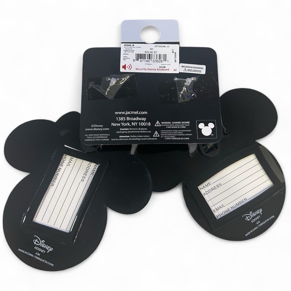 Disney Mickey & Minnie Mouse Luggage Tags 2-Piece Set NWT stocking stuffer - Picture 5 of 10
